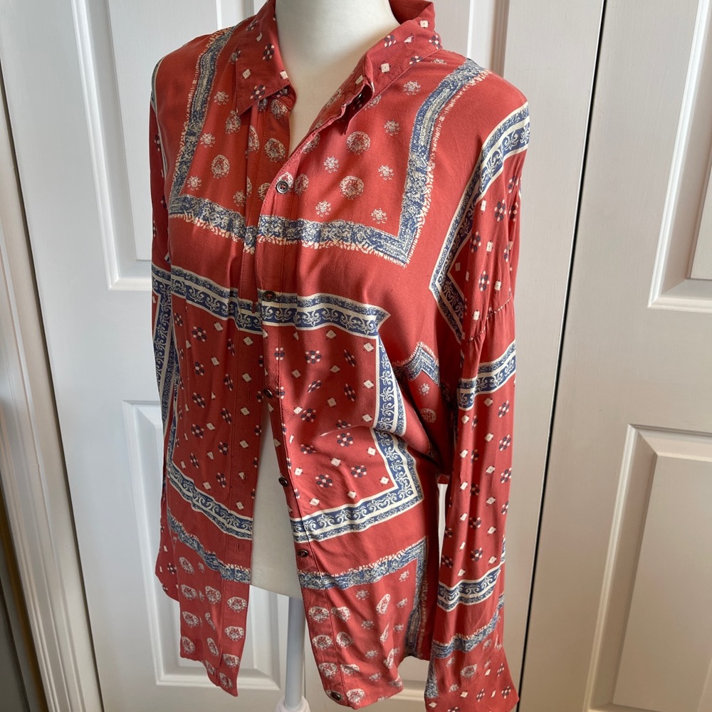Free People M Bandana Blouse.